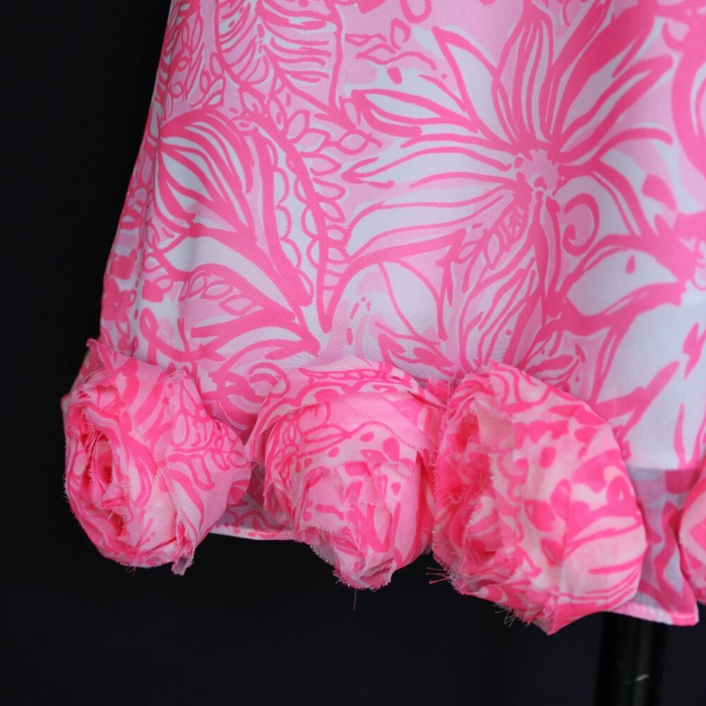 Lilly Pulitzer Linda dress Pink tropics Bunny hop Rose tunic swing rosette mod - Picture 7 of 11